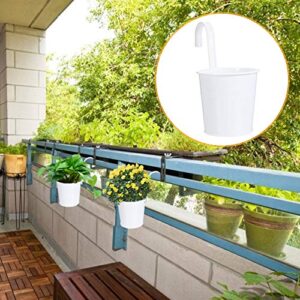 Cabilock 8pcs Metal Iron Hanging Flower Pot Garden Pots Balcony Planters Metal Bucket Flower Holders Detachable Hook for Railing Fence Window Patio