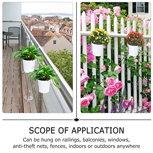 Cabilock 8pcs Metal Iron Hanging Flower Pot Garden Pots Balcony Planters Metal Bucket Flower Holders Detachable Hook for Railing Fence Window Patio