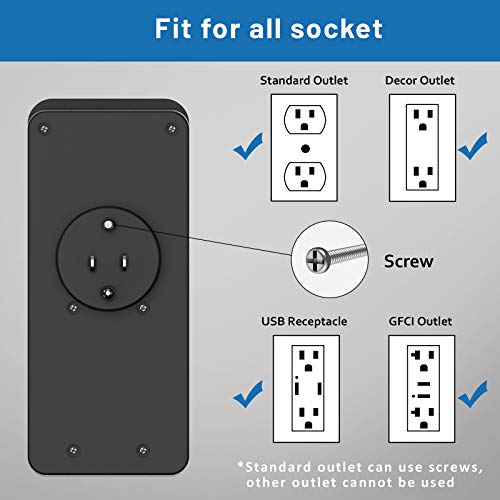 Surge Protector, Outlet Extender with 9 Outlets, Multi Plug Outlet with 2 USB Ports(Smart 2.4A Total), USB Wall Charger Power Strip, Plug Extender, Outlet Splitter College Dorm Room Essentials, Black