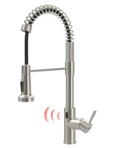 gimili touchless kitchen faucet with pull down sprayer, motion sensor smart hands-free activated single hole spring faucet for kitchen sink, brushed nickel