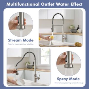 GIMILI Touchless Kitchen Faucet with Pull Down Sprayer, Motion Sensor Smart Hands-Free Activated Single Hole Spring Faucet for Kitchen Sink, Brushed Nickel