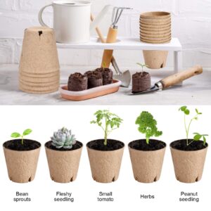 60 Packs 3.15 Inch Peat Pots for Seedlings, Biodegradable Seeds Starter Nursery Pots, Holes Round Seed Starter Pots for Plant Vegetables or Gardening Supplies with Bonus 10 Pcs Plant Labels.