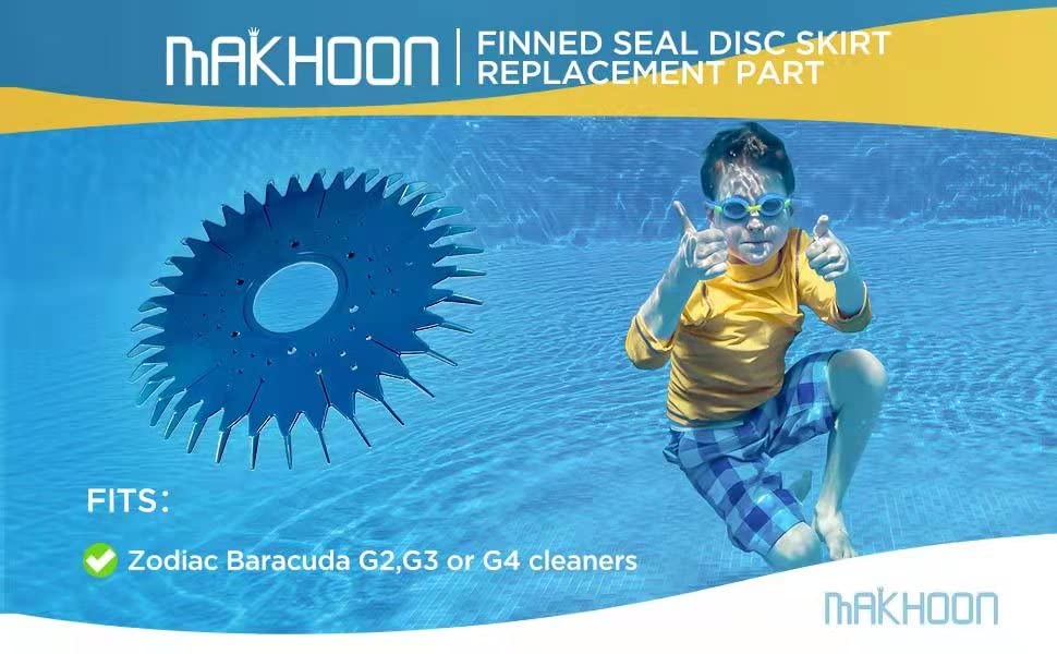 MAKHOON 4 Pieces Pool Cleaner Replacements Include W70329 Pool Cleaner Finned Seal W69698 Pool Cleaner Diaphragm W70327 Foot Pad Compatible with Zodiac Baracuda G2, G3, G4 Replace W69721 W72855