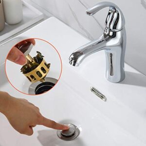 Pop up Sink Drain Stopper for Bathroom Vessel Vanity Sink Art Basin Brushed Nickel,Small Cap with Overflow, Metal Pop up Drain Strainer with Detachable Basket Stopper