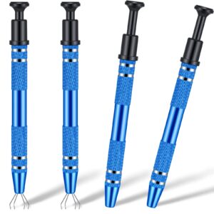 4 pieces 4 prongs diamond claw tweezers terp pearl grabber standard pick-up tool 4 prongs grabber ic chip metal grabber grabber stainless steel 4-claw pick up tool (blue)
