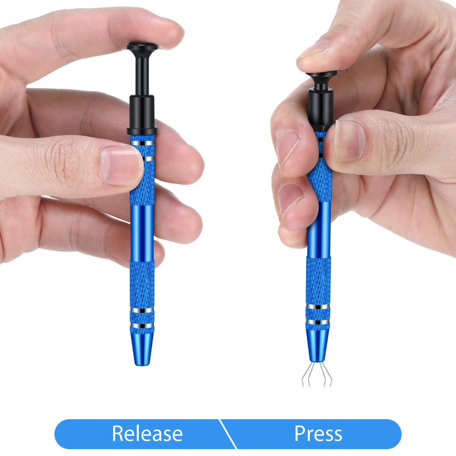 4 Pieces 4 Prongs Diamond Claw Tweezers Terp Pearl Grabber Standard Pick-up Tool 4 Prongs Grabber IC Chip Metal Grabber Grabber Stainless Steel 4-Claw Pick up Tool (Blue)