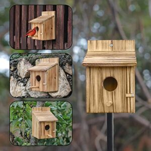 Wood Bird Houses for Outside with Pole Wooden Bird House for Finch Bluebird Cardinals Hanging Birdhouse Clearance Garden Country Cottages