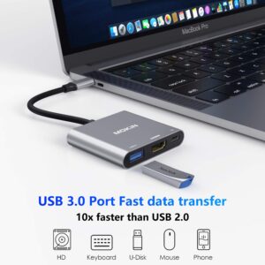 USB C to HDMI Multiport Adapter, Type-C Hub Thunderbolt 3 to HDMI 4K Output USB 3.0 Port and USB-C Charging Port, Digital AV Adapter for MacBook Pro/air, Galaxy S8/S9