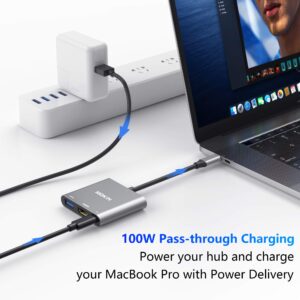 USB C to HDMI Multiport Adapter, Type-C Hub Thunderbolt 3 to HDMI 4K Output USB 3.0 Port and USB-C Charging Port, Digital AV Adapter for MacBook Pro/air, Galaxy S8/S9