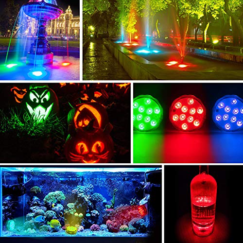Topsolid Submersible LED Pool Lights for Inground Aboveground Pools Waterproof Underwater Lights with Remote, Led Pumpkin Lights Outdoor Pool Decor Pond Lights for Fountain Aquarium Vase, 4Pack