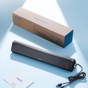 Computer Speakers, Bluetooth Soundbar, HiFi Stereo, 3.5mm Aux-in Connection, USB Powered Speakers for Desktop Monitor, PC, Laptop, Tablets
