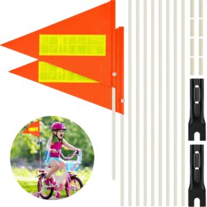 tatuo 2 sets bike flags with pole, 6 feet height adjustable waterproof orange safety flag sturdy fiberglass bicycle flag pole for kids outdoor cycling supplies (red yellow and white)