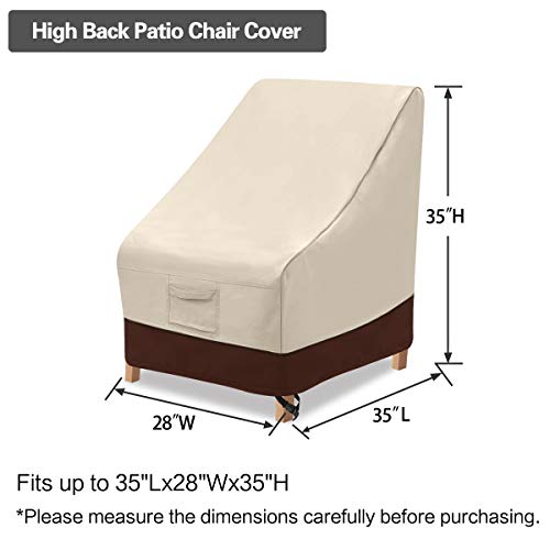 Vailge High Back Patio Chair Cover,Waterproof Outdoor Chair Covers,600D Heavy Duty High-Back Chair Outdoor Patio Furniture Cover - (2 Pack - 35" L x 28W x 35" H, Beige & Brown)