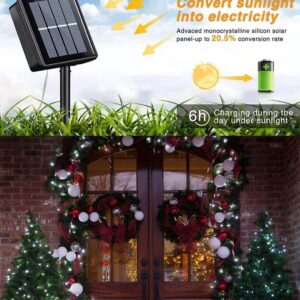 QITONG 2 Pack White Solar Christmas Lights, Each 66ft 200LED Solar String Lights Outdoor Waterproof, 8 Modes White Solar Lights for Outside Tree Yard Garden Christmas Decorations (Cool White)