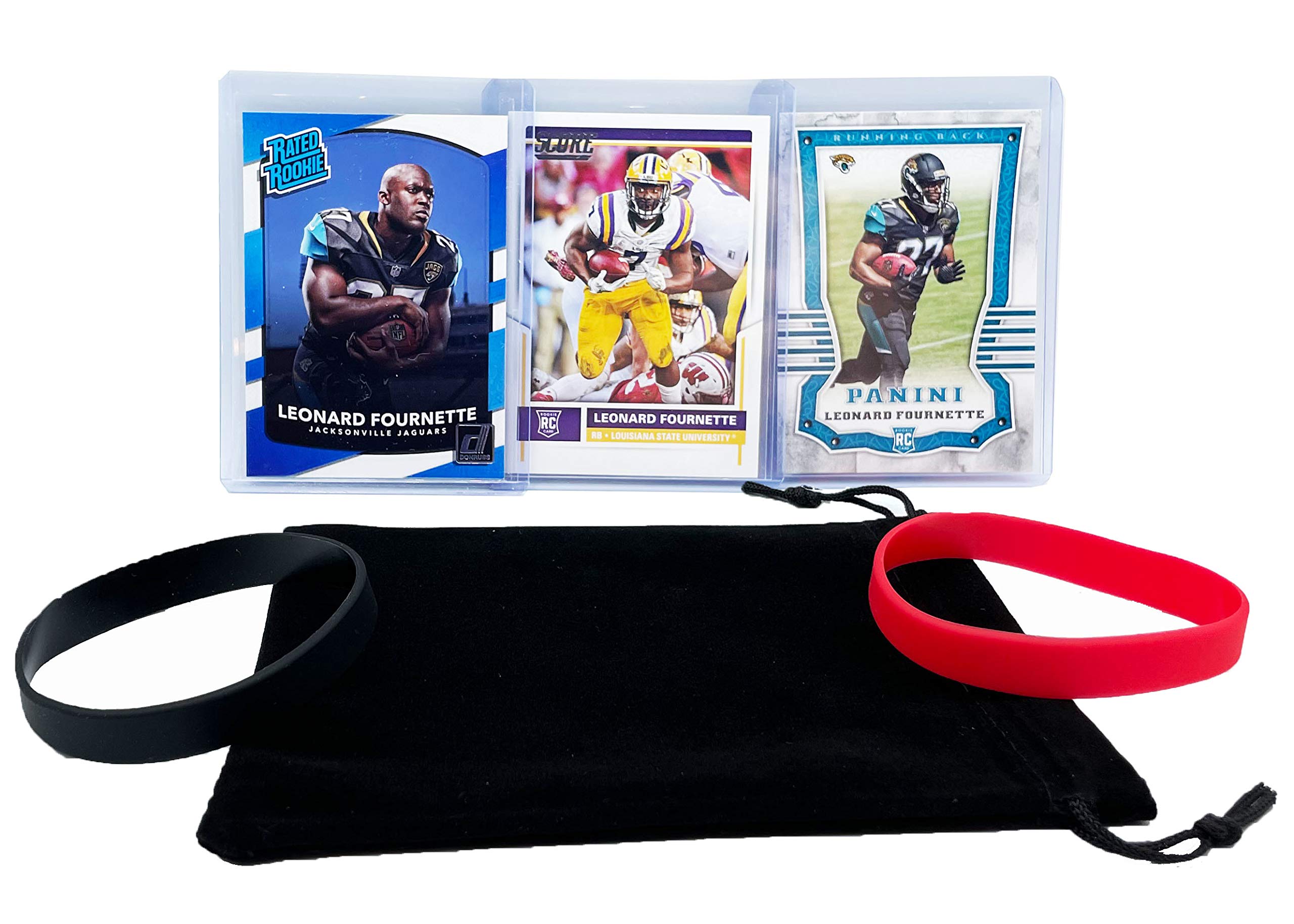 Leonard Fournette Rookie Cards Assorted (3) Card Gift Bundle - Jacksonville Jaguars, Tampa Bay Buccaneers Football Trading Cards