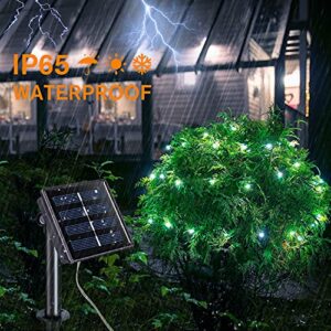 QITONG White Solar Christmas Lights, 2 Pack Each 66ft 200 LED Solar Fairy Lights Outdoor Waterproof, 8 Modes Silver Wire Solar Twinkle Mini Lights