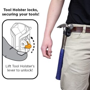 Spider Tool Holster - Hammer Holster Set - 1 Tool Holster + 1 Hammer Tab - Self Locking, Quick Draw Universal Tool Holder for Carrying a Hammer, Mallet, Wrench - Compatible with All Major Tool Brands