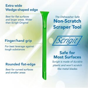 Scrigit Scraper Wide Blade No-Scratch Plastic Scraper Tool, 3 Pack - The Handy Multi-Use Scraping Tool for Removing Food, Labels, Stickers, Paint, Grease -Easy to Hold, Reaches Tight Spaces & Crevices