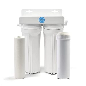 proone dual-stage water filter system, under-sink water filter with 2-stage filtration process using promax technology and pre-sediment filter (faucet included)