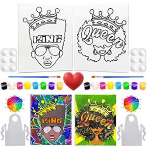 Indigo Art Studio Pre Drawn Canvas Paint Kit for Adults Couples | 2 PACK Bundle | King Queen Love Sneakers | DIY Birthday Gift & Sip and Paint With Twist Party Favor (8x10 Inches)