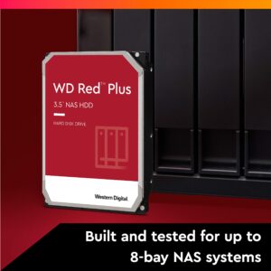 Western Digital 8TB WD Red Plus NAS Internal Hard Drive HDD - 7200 RPM, SATA 6 Gb/s, CMR, 256 MB Cache, 3.5" - WD80EFBX