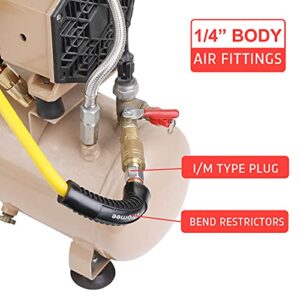 Hromee Air Compressor Hose 1/4 Inch x 50 Feet Hybrid Hose with Fittings, 1/4" Industrial Quick Coupler and Plug Kit