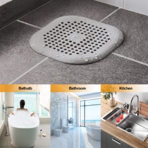 Hair Catcher,Square Drain Cover for Shower Silicone Hair Stopper with Suction Cups,Easy to Install Suit for Bathroom,Bathtub,Kitchen 2 Pack (Grey White)