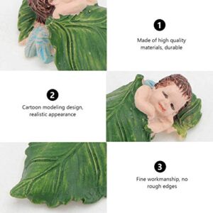 Cabilock 5pcs Fairy Garden Figurines Miniature Sleeping Angel Ornament DIY Fairies Figure Dollhouse Decoration for Landscape Scenes Bonsai Crafts Flower Pots Accessories Green