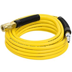 hromee air compressor hose 1/4 inch x 25 feet hybrid hose with fittings, 1/4" industrial quick coupler and plug kit