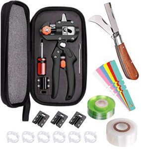 pueldu grafting tool, pruner kit, including replacement blades,grafting knife,grafting tapes,plant labels&garden clips,perfect for fruit tree grafting