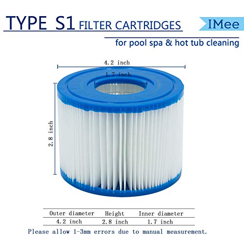 Pool Filters Cartridges Type S1 Compatible for Intex for PureSpa, Hot Tub Filter Cartridge Swimming Pool Spa Filter for Intex 29001E, 4Pcs