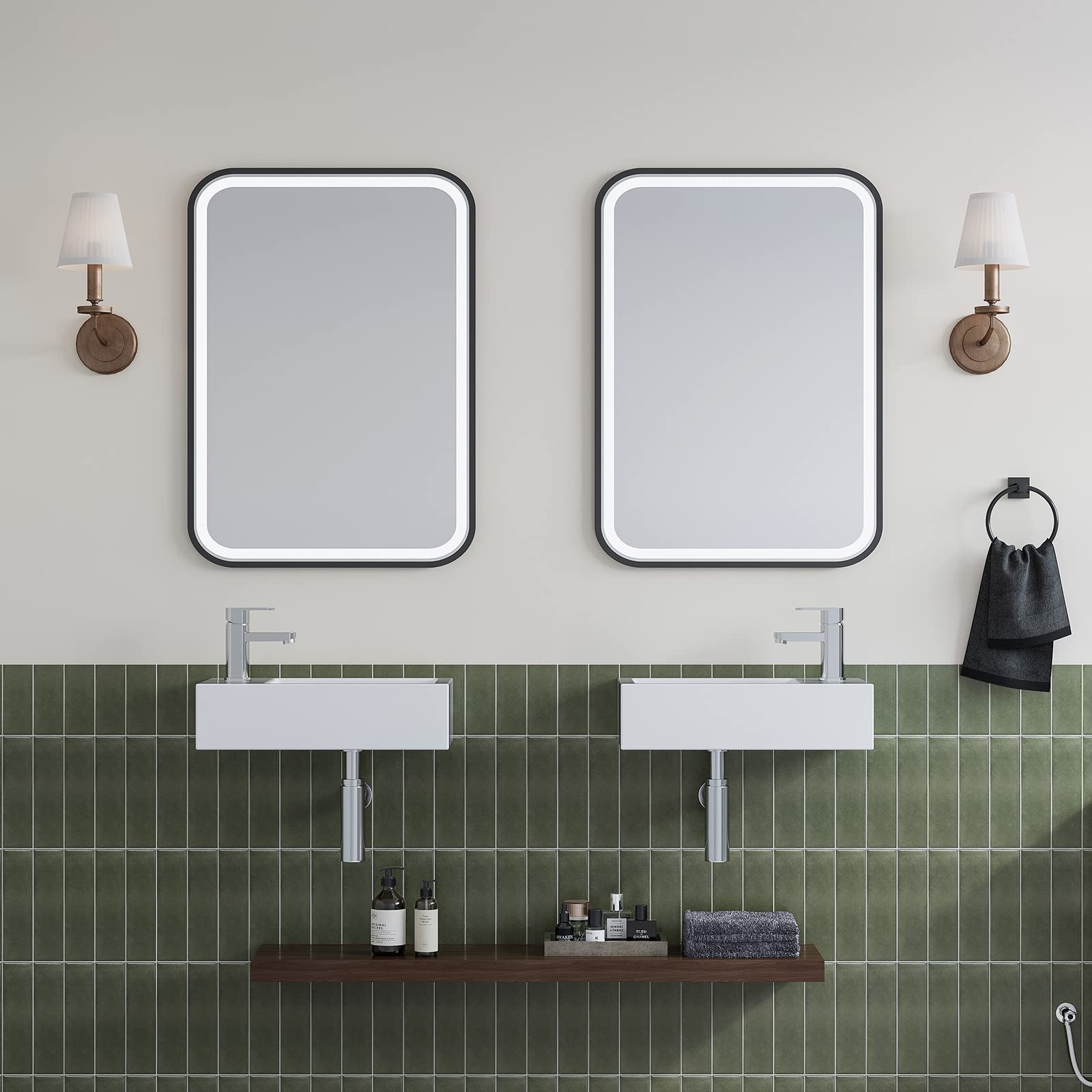 Small Bathroom Sink, HOROW 18" x10" Wall Mount Sink Rectangle White Porcelain Ceramic Vessel Sink for Tiny Bathrooms (Left Hand)