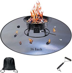 musment, 36 inch fire pit pad deck protector washable fireproof, under grill mats round for grass, patio, ground (36inch), black