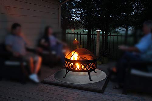 Round Ember Mat for Under Grill Fire Pit, Fire Pits Mat for Deck, Flame Retardant Heat Resistant BBQ Gas Grill Air Fryer Protective Mat for Patio Lawn Ground Outdoor Campsite Firepfoof Pad Black (36")