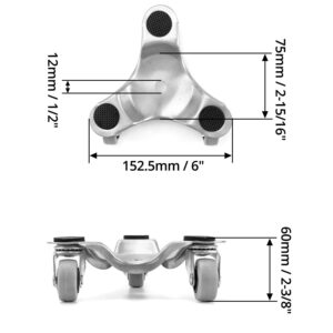 QWORK 4 pcs 6" Steel Tri-Dolly, 400 lbs Load Capacity, Great for Moving Furniture & Appliances, Durable and Easy to Use