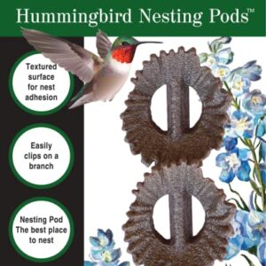 Quackups 2.6" Hummingbird Nesting Pods™, 2-Pk with Clips to Easily Attached on Branch for Outdoor Patio Garden Bird House