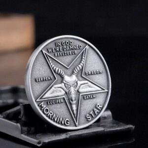 mkiopnm satanic lucifer morning star coin pentecostal badge jesus cross coins