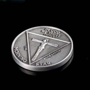 MKIOPNM Satanic Lucifer Morning Star Coin Pentecostal Badge Jesus Cross Coins