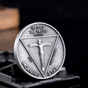 MKIOPNM Satanic Lucifer Morning Star Coin Pentecostal Badge Jesus Cross Coins