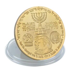Donald Trump Gold Plated Coin King Cyrus Jewish Temple Jerusalem Israel Coins Souvenir Gifts