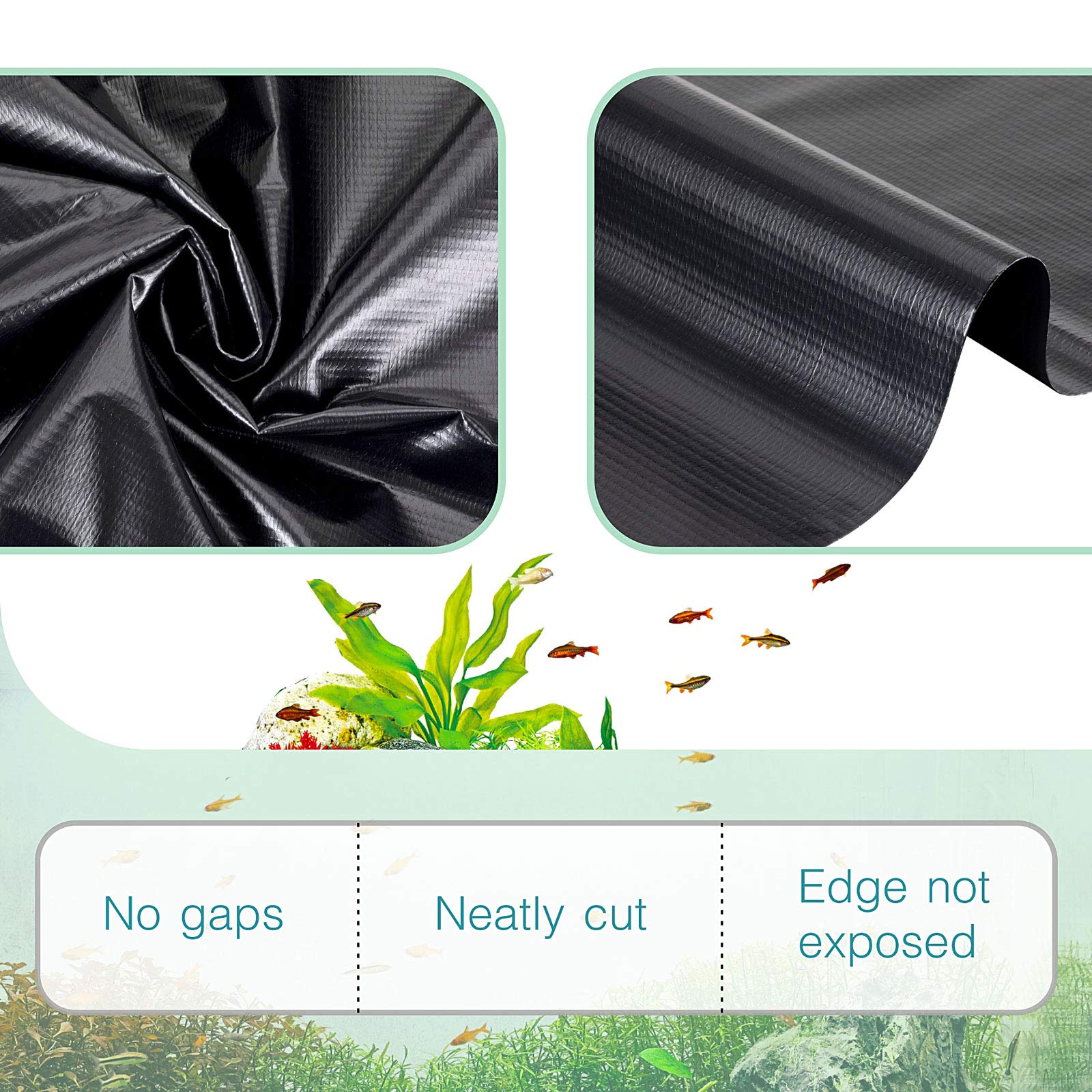 hygger Pond Liner - 7 by 10ft Fish Pond Liners for Outdoor Ponds, 14.5 Mil PVC Soft Pond Skins for Fish Ponds, Water Features, Garden Water Fountains, Waterfalls