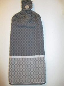 crocheted full towel shades of grey kitchen towel with grey heather yarn