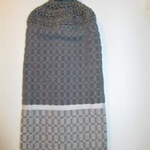 Crocheted FULL Towel Shades of Grey Kitchen Towel with Grey Heather Yarn