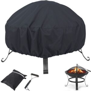 musment grill round 22 inch fireplace, heavy duty 600d anti-uv waterproof windproof and dustproof, patio gas outdoor cover, fire pit accessories, black