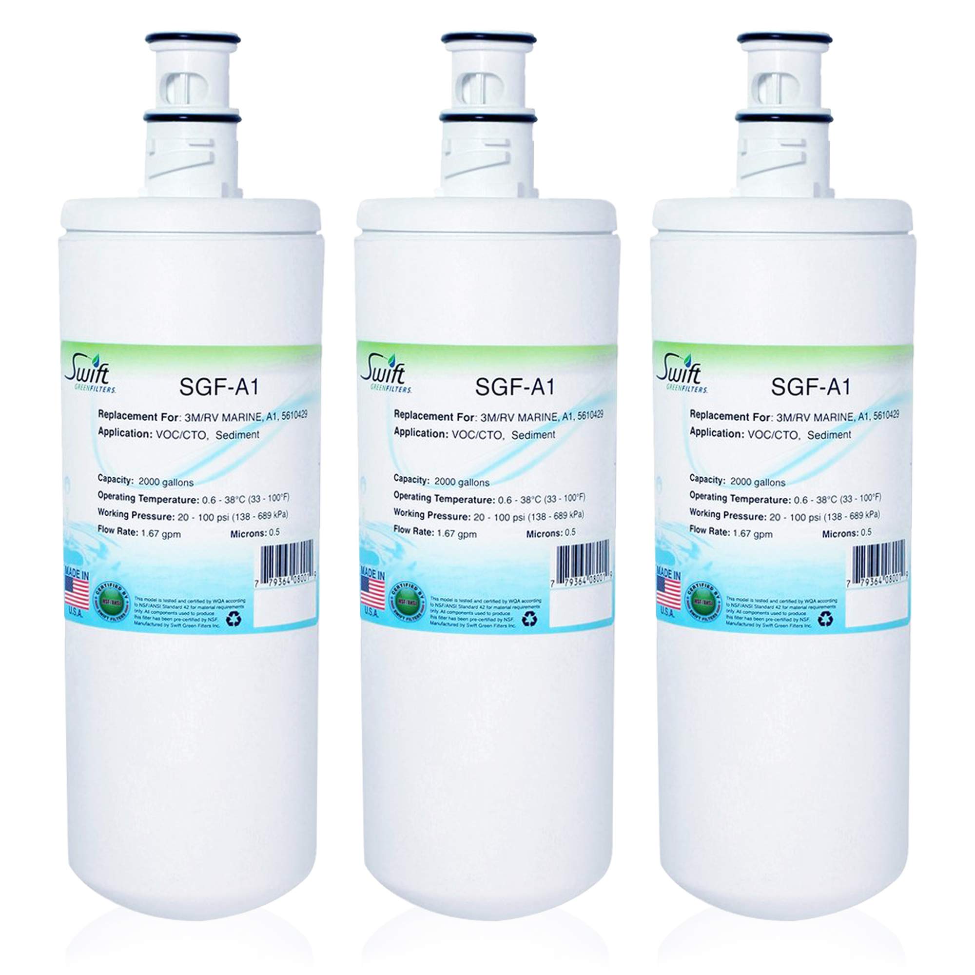 Swift Green Filters SGF-A1-3P Water Filter, 3 Pack, White, 3 Count