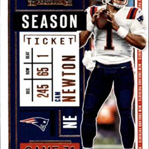 2020 Contenders NFL Season Ticket #41 Cam Newton New England Patriots Official Football Trading Card by Panini America (Stock photo used, card is straight out of pack and box, Sharp Corners, Centering Varies)