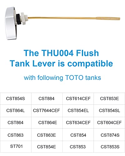 Hibbent Flush Tank Lever Compatible with TOTOTHU004-CP Trip Lvr for St701Cst854884, Toilet Trip Lever in Polished Chrome
