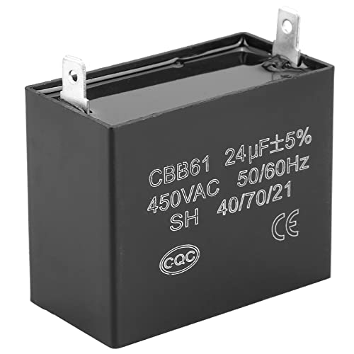 Generator Capacitor, CBB61 Starting Capacitor Generator 450V AC 24uF 50/60Hz for 400/350/300/250VAC UL Suitable for Brushless Gas & Generators