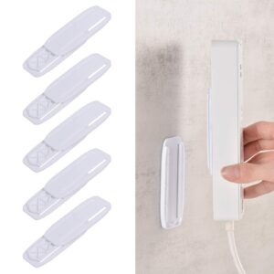 5pack tidysun self adhesive power strip holder, wall mounted surge protector holder and cable holder in office home kitchen,power strip mount for wifi router tissue box(white)