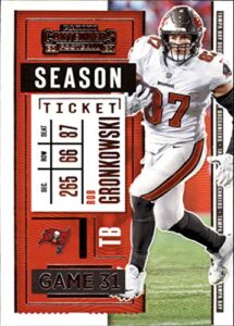 2020 contenders nfl season ticket #13 rob gronkowski tampa bay buccaneers official football trading card by panini america (stock photo used, card is straight out of pack and box, sharp corners, centering varies)